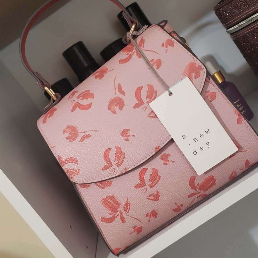 Pink Floral Print Cossbody Bag